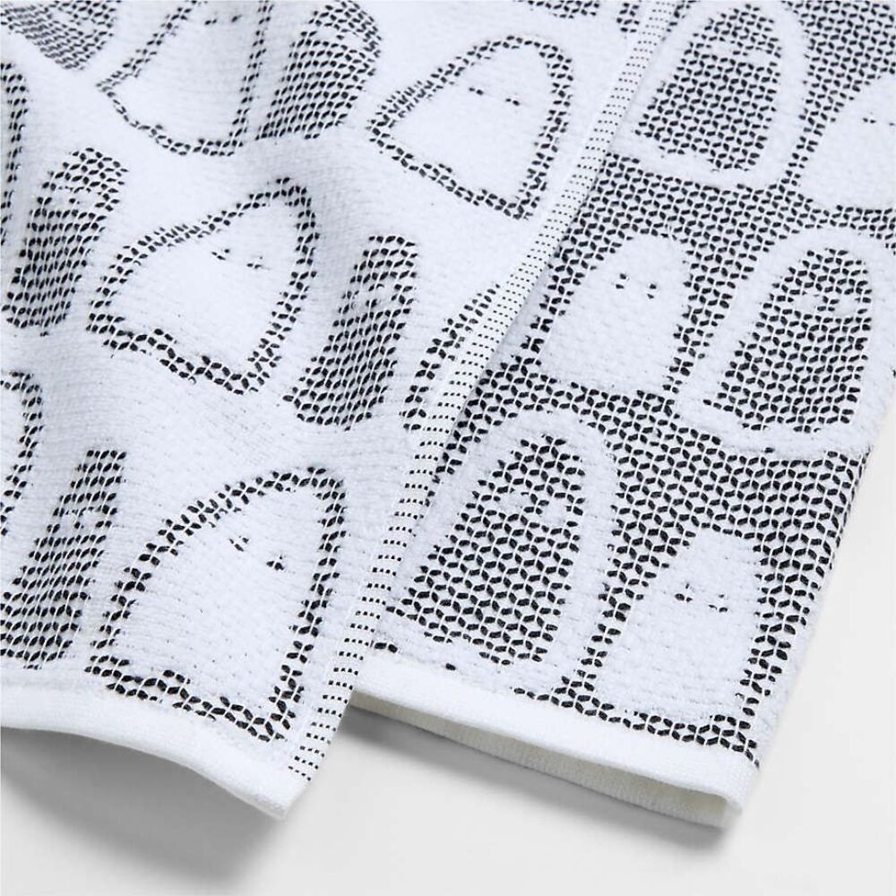 Crate & Barrel Organic Cotton Textured Terry Ghost Dish Towels Set of 2 - New